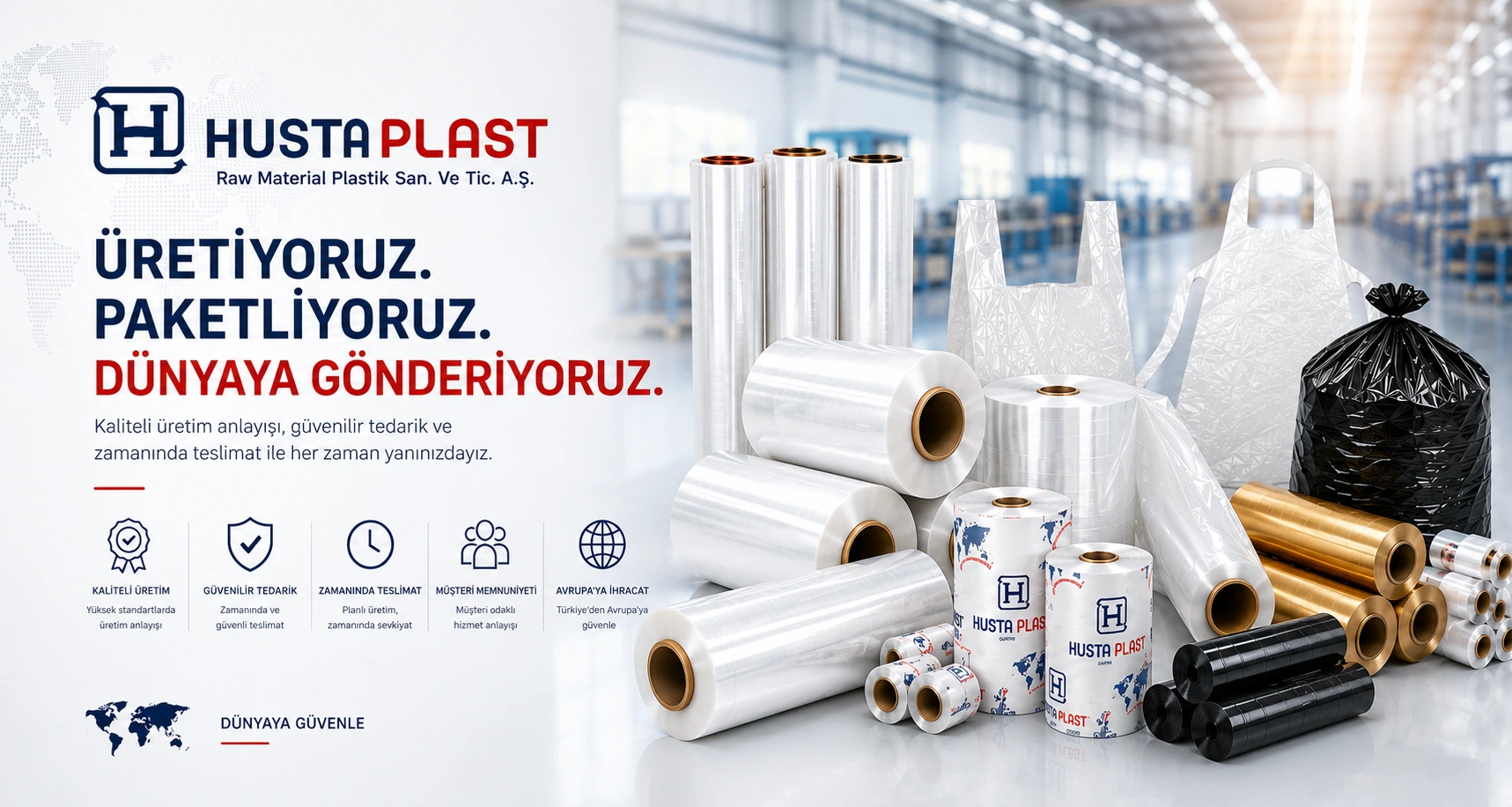 Husta Plast üretiyoruz paketliyoruz dünyaya gönderiyoruz kurumsal ürün görseli